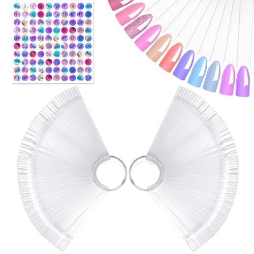 AiQInu 100 Piezas Muestrario Uñas, Practicas Arte de Uñas, Muestrario de Uñas para Pintar con Pegatinas Digitales 1-100, Para Nail Art Design
