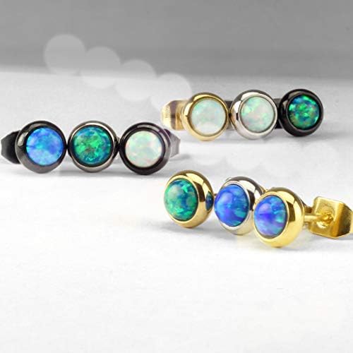 Tapsi's Coolbodyart®, piercing naso in acciaio chirurgico, a vite, arcuato, con opale, in colori diversi e acciaio inossidabile, colore: Blau, cod. CBANOSE14-20_B