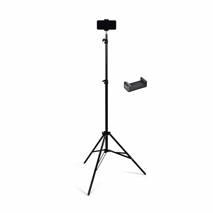Amazon Basics 7 Feet Tripod Stand with Mobile Phone Holder, Suitable for Mobiles, Lights, Reflectors and Cameras