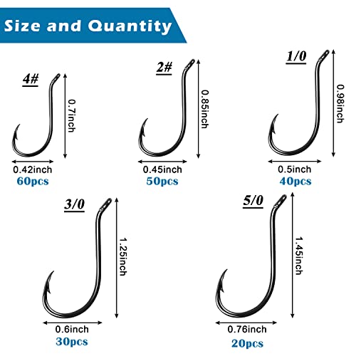 Octopus Beak Fishing Hooks, 200Pcs Sport Offset High Carbon Steel Turned Up Fish Hooks For Saltwater Freshwater #TOP2