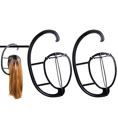 ISHOT Wig Stand Holder Hanging Wig Holder 2 pack,Portable Wig Hanger,Wigs and Hats Display Tool,Short Wig Stand for Wigs