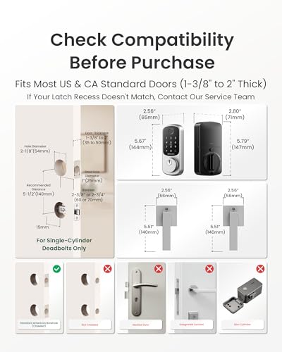 Image of DESLOC B200 Fingerprint Smart Lock with 2 Durable Lever Handles, Keyless Entry Front Door Lock Set, Electronic Keypad Deadbolt, App Control, DIY Installation, Designed for a Secure DESLOC Home, Silver