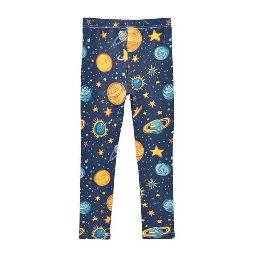 Cartoon Space Planet Girls Leggings Ultra Soft Compression Yoga Gym Pants for Kids 4-10T2