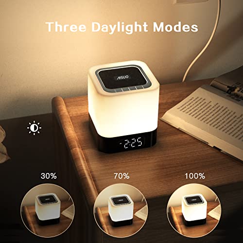 Aisuo Night Light-5 In 1 Bedside Lamp With Bluetooth Speaker, 12/24H Digital Calendar Alarm Clock, Touch Control, Support Tf And Sd Card, Music Player, Gift For Girls Boys Teens. #TOP2