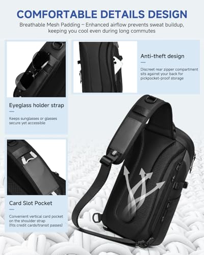 Somago Sling Backpack with USB Charging Port Water-Resistant Tactical Backpack Crossbody Chest Bag with Anti-theft Pocket4