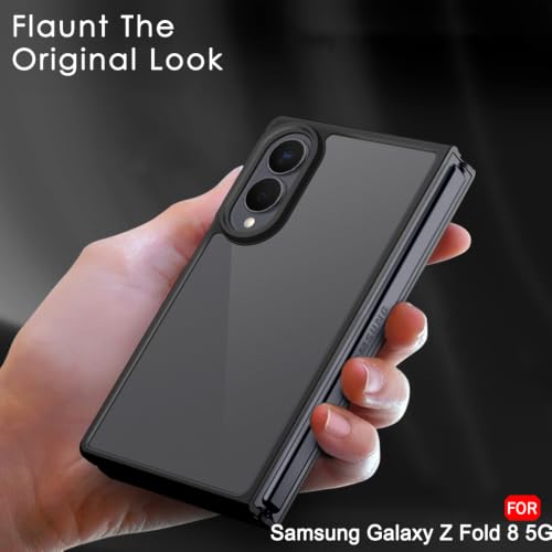 Image of TheGiftKart Hybrid Shockproof Back Cover Case for Samsung Galaxy Z Fold 8 5G | Camera Protection Module | Hard Back Cover Case for Samsung Z Fold8 (PC & TPU, Translucent Smoke Matte Back, Black Sides)