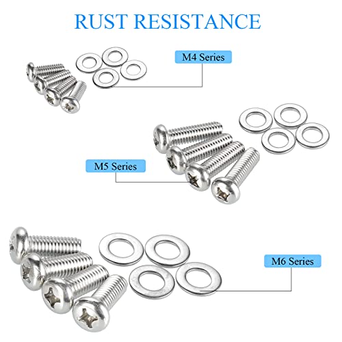 HanTof TV Mount Hardware Kit,Universal VESA TV Mount Screws for TV and Monitor Mounts Bracket Fixing 24pcs M4 M6 M8 Stainless Steel Screws Washers