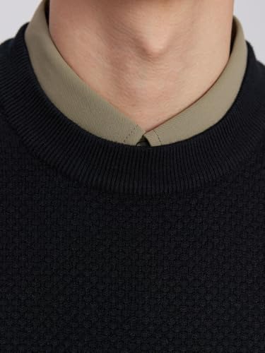 Pull homme col chemise chaud et anti-plis en maille ample - 4