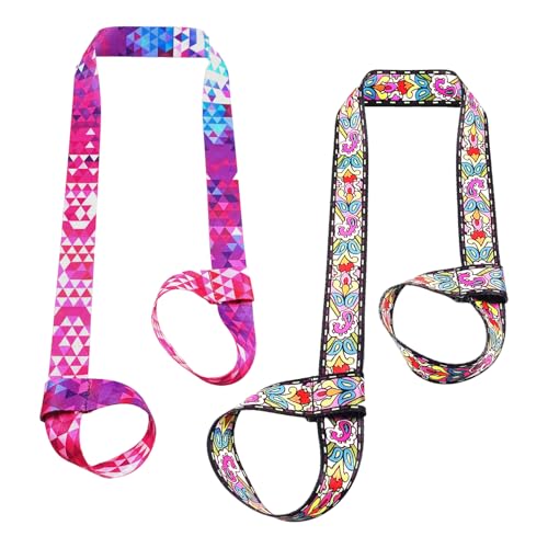 2 Pieces Yoga Mat Strap, Printed Yoga Mat Strap, Adjustable Yoga Mat Fixing Strap, Multi-Function Yoga Mat, Convenient Exercise Stretch Yoga Mat Strap.