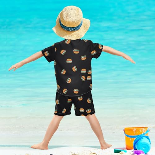 Image of Sunflower Floral Yellow Black Short Sleeve Hawaiian Button Down Shirts and Short Sets for Boys Toddler Summer Outfits