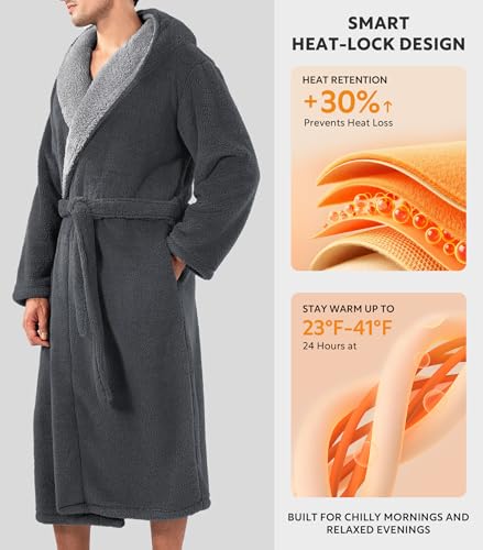 Image of DAVID ARCHY Men's Soft Fleece Plush Robe Full Length Long Bathrobe