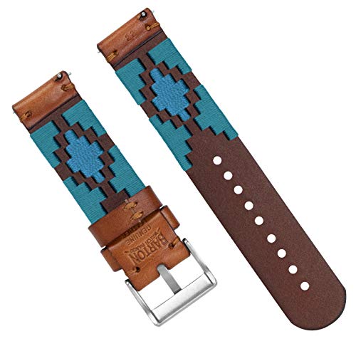 Barton Gaucho Leather Quick Release Watch Band Straps - Choose Color & Width - 18Mm, 20Mm, 22Mm (20Mm, Turquoise & Sky) #TOP1