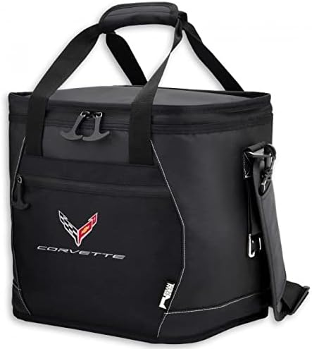 SR1 Performance C8 Corvette Waterproof Soft Cooler - Top-Loading Travel Ice Chest Thick Foam Insulation - Black (24 Can)