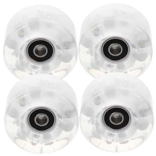 Happyyami 1 Set High Visibility Glow Wheels for Indoor Roller Skates Light Up Wheels for Smooth Skating Various Surfaces Easy to Install Durable Stylish