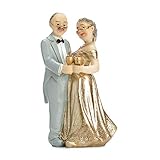 DaLoKu Tortenfigur Hochzeitstorte Brautpaar Hochzeitspaar Braut Bräutigam, Größe: Paar goldene Hochzeit 12cm