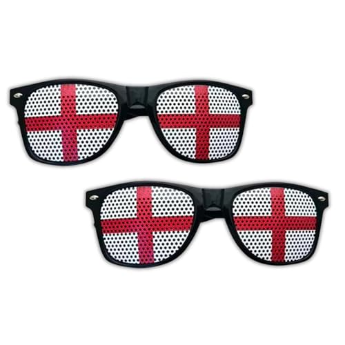 1Pc England St George Cross Sunglasses 15 x 5 cm for FIFA 2026 World Cup England Flag Novelty Glasses for Football Rugby Cricket St Georges Day and Fan Party Decorations