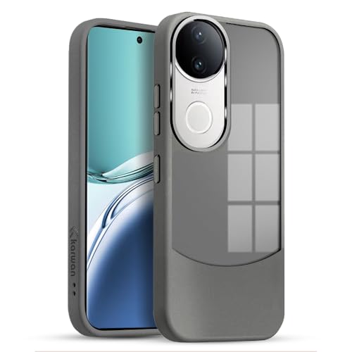 Image of KARWAN️Fusion Edge Leather Transparent Mobile Back Case | Slim Fit | Anti-Fingerprint| Scratch-Resistant | Premium Grip | Shockproof case | Back Cover for Vivo V50 || Grey