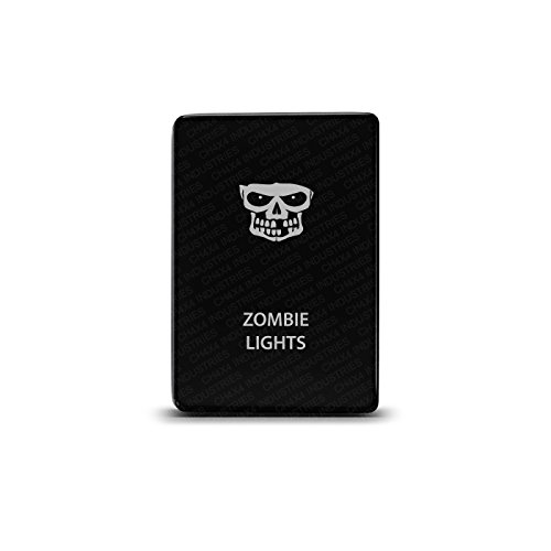 CH4X4 Small Push Switch for Toyota Tacoma, FJ Cruiser, Land Cruiser, Fortuner, Hilux, 4Runner, Prado 12V 3Amp - Zombie Lights Symbol - White LED