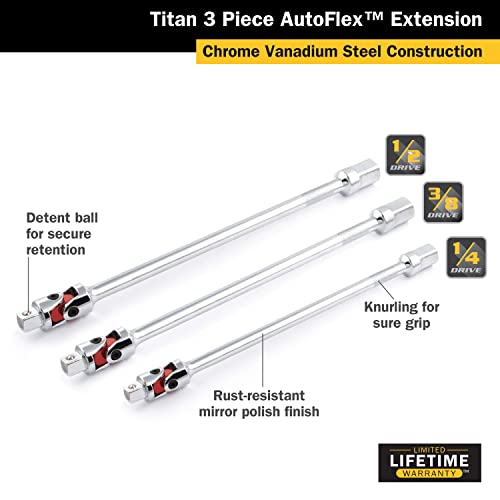 Image of Titan 85154 3-Piece Auto Flex Universal Joint Extension Adapter Set