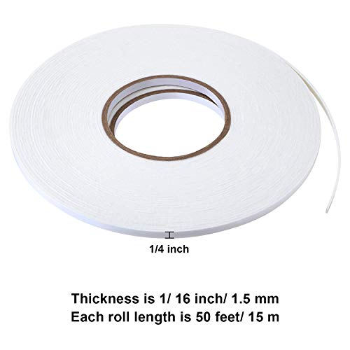 2 Rolls Double Sided Foam Tape White Pe Foam Tape Sponge Soft Mounting Adhesive Tape (1/4 Inch By 50 Feet) #TOP1
