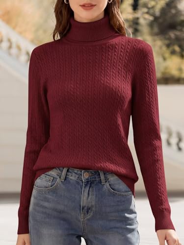 Image of ANFTFH Womens Turtleneck Sweater 2025 Ribbed Knit Top Pullover Sweaters