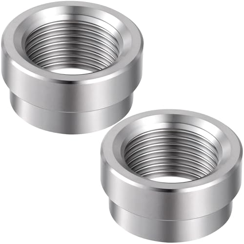 DC CLISENCE 2 Pcs O2 Sensor Bung M18x1.5 Weld Oxygen Spacer Stainless Steel Sensor Adapter (Silver 0.98x0.51x0.86 inch)