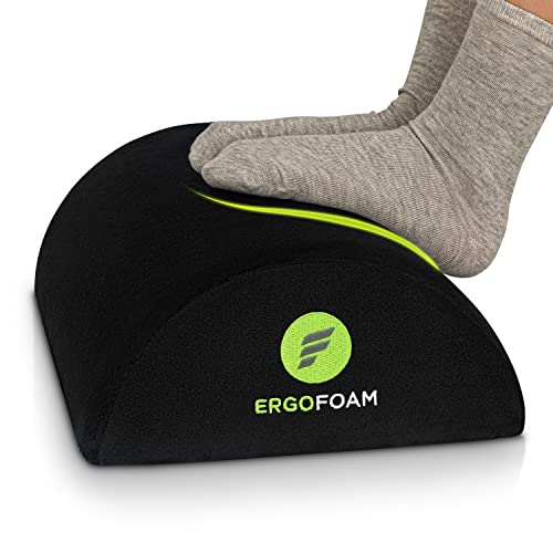 ErgoFoam Foot Rest Under Desk (Tall) - Large Premium Velvet Soft Foam Footrest for Desk - Most Comfortable Desk Foot Rest in The World for Back, Lumbar, Knee Pain - Foot Stool Rocker (Black)