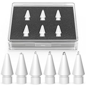 Inesore Puntas de lápiz de repuesto para Apple Pencil, puntas mejoradas para Apple Pencil Pro/USB-C/1ª generación/2ª generación, múltiples opciones de puntas duraderas de metal (paquete de 6)