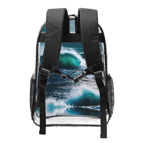 Sac à dos transparent imprimé eau de mer au design décontracté chic avec finitions noires - 2