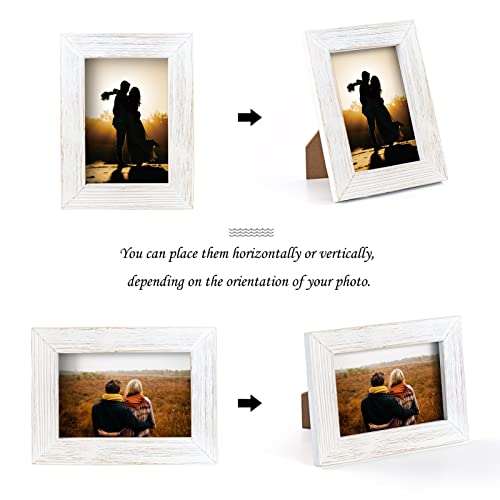 Wooden 5X7 Picture Frame Distressed Farmhouse Weathered Rustic Photo Frame Vintage White Wood Grain & Clear Glass Front Tabletop Display Wall Mounting Wedding Baby Family Portraits Home Office Decor… #TOP3