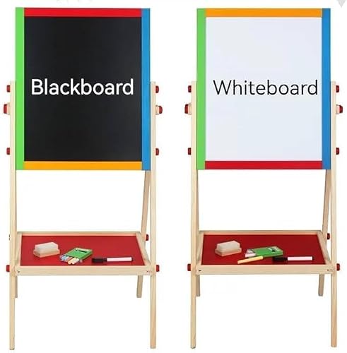 MOMENT Double Sided Magnetic Drawing Board Easel 36x60cm Double-Sided Magnetic Drawing Board Lifting Easel Small Blackboard Solid Wood Writing Board