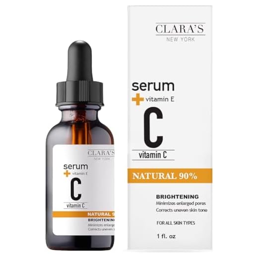 CLARA'S NEW YORK , Sérum Facial De Vitamina C, Com Ácido Hialurônico, Ácido Ascórbico, Niacinamida, Probióticos, Reduz Manchas Escuras, Acne, Cicatrizes | Clareador, Antioxidante, Minimiza Os Poros