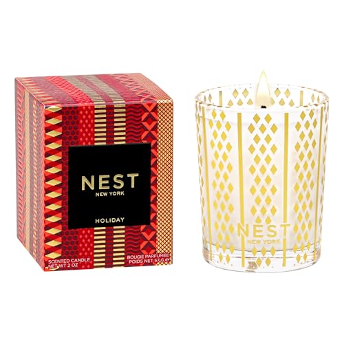 NEST New York Scented Votive Candle, Holiday - 2 oz - Up to 28-Hour Burn Time - Reusable Glass Vessel