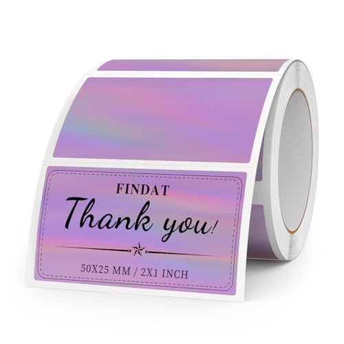 FINDAT Thermal Labels Holographic Purple 2 x 1 Inch Printer Sticker 200 PCS