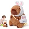 Emoin capybara plush baby easter basket stuffers 9 inch easter bunny capybara stuffed animals wearing white bunny hat and bag hugging toy soft capybara plushie doll easter gift toy  urban country home decor