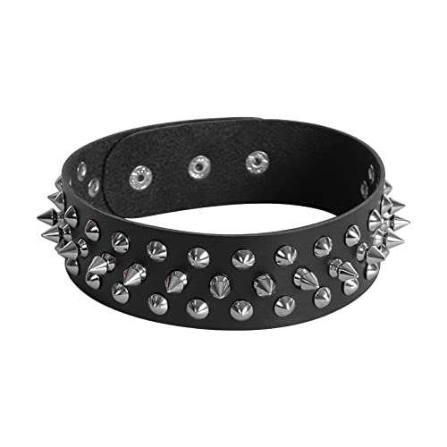 Manfnee Leder Choker Armbnd Punk Halsband Halskette Spike Nieten Manschette Gothic Armband für Damen Herren