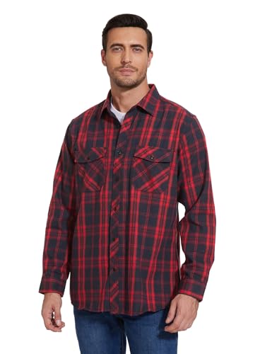 1/3 Pack Long Sleeve Flannel Shirt for Men Casual Plaid Button Down Shirt with Pockets2