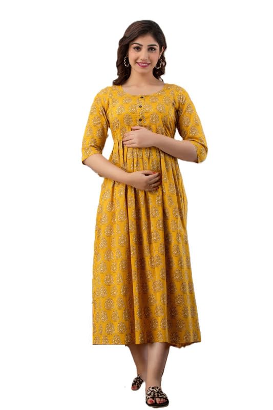 omsha Women's Cotton Floral Printed Anarkali Maternity Kurti for Women Cotton Styl-29-picture-18