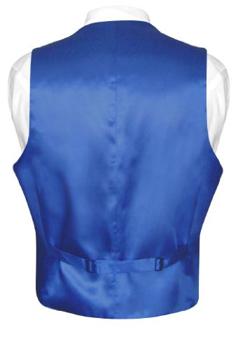 Men's SILK Dress Vest & NeckTie Solid ROYAL BLUE Color Neck Tie Set2