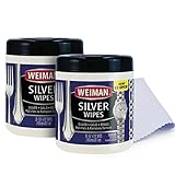 Weiman Jewelry Polish Cleaner and Tarnish Remover Wipes - 20 Count (2 Pack) with Polishing Cloth - Use on Silver Jewelry Antique Silver Gold Brass Copper and Aluminum
