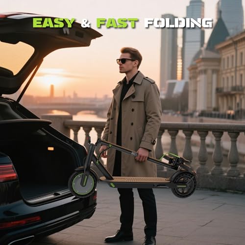 Image of Electric Scooter, 500W /350W /800W /1000W Motor & 10 inch /8.5 inch Solid Tires, Up to 22 /19 MPH & 28 /25 /15 Miles Range, Foldable Commuter E Scooter for Adults & Teens with Dual Brake System, APP