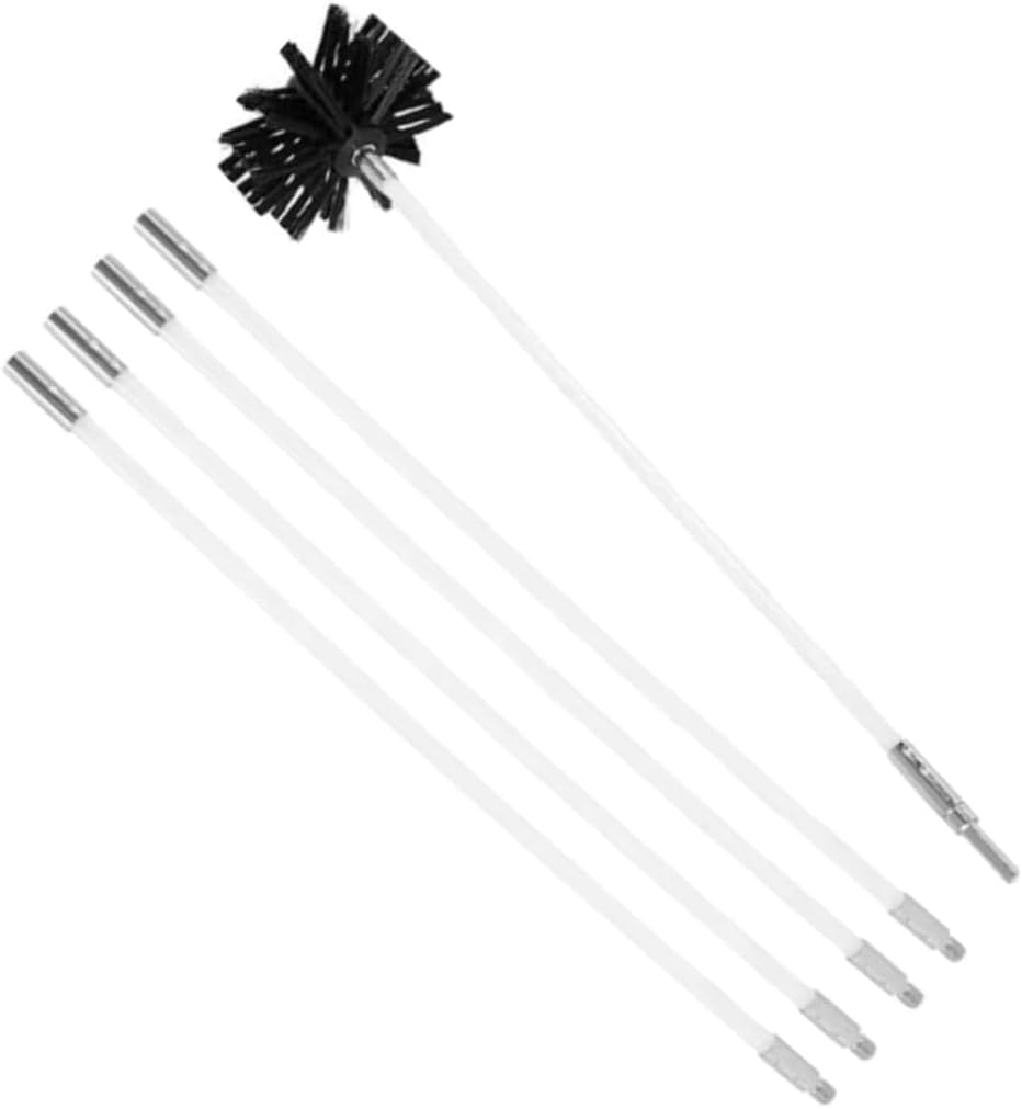 Flexible Chimney Brush and Dryer Vent Cleaning Tool Set 610mm 4 Rods with Brush Head for Fireplace Lint Removal and Duct Maintenance