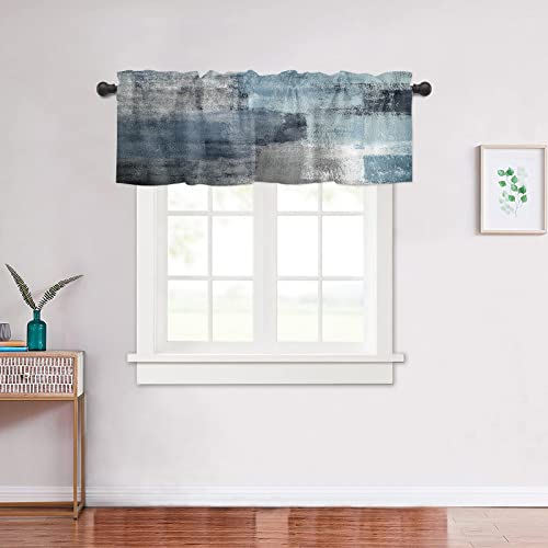 Gucoon Modern Rectangle Navy Blue Window Valances,Abstract Art Curtains Valances For Cafe Kitchen Bathroom Bedroom Living Room Window Blackout (Navy Blue, 54"X18") #TOP6