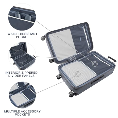 Image of Travelpro Platinum Elite Hardside Expandable Checked Luggage, 8 Wheel Spinner, TSA Lock, Hard Shell Polycarbonate Suitcase, Vintage Grey, Checked Large 28-Inch