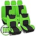 Automotive Seat Covers Green Universal Fit Combo Set with Steering Wheel Cover and Seat Belt Pad fits most Cars, SUVs, and Trucks (Airbag Compatible and Split Bench) FH Group FB030GREEN-COMBO