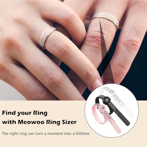 Image of 3 PCS Ring Sizer Measuring Tool with Magnifying Glass,Jewelry Sizing Kit for Accurate Ring and Finger Measurement, Includes White, Black, and Pink Adjustable Ring Sizers