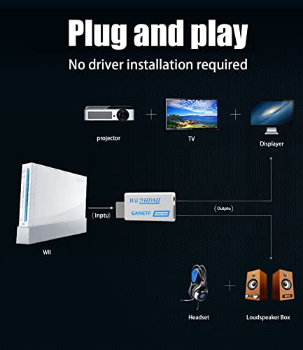 Convertisseur Wii vers HDMI 1080p avec câble de 1,5m pour écrans de TV