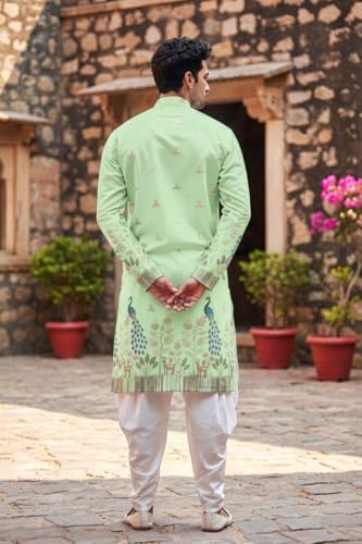 Image of Trustous Men's Pure Cotton Kurta Dhoti Set | Traditional Ethnic Wear for Festive, Wedding & Puja Occasion