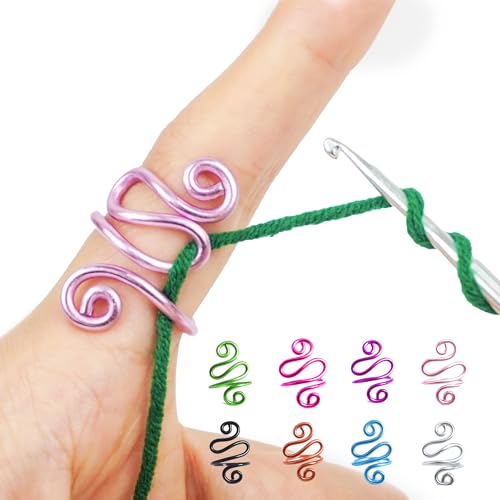 NIBIBALA Crochet Tension Ring, Lefties & Righties Yarn Tension Control, Adjustable Companion Ring, Birthday Gifts For Friend, Sister, Mom, Aunt, Grandma, Knitters (Size 7-10, Lilac)