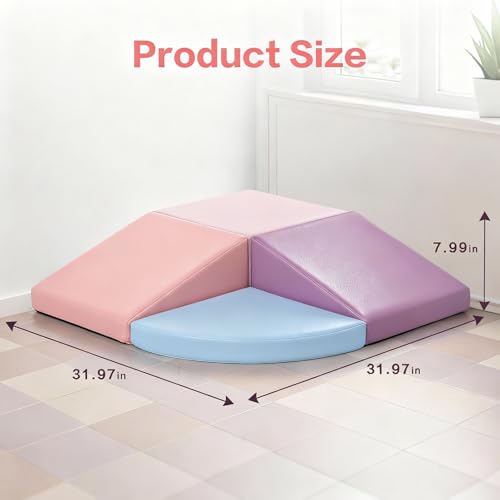 Image of Climbing Foam Blocks for Toddlers: PU Leather Foam Blocks for Kids Active Play - Toddler Climbing Toys Indoor - Durable Playground Gym Preschool Toddler Toys for Boys and Girls (Purple /Pink)